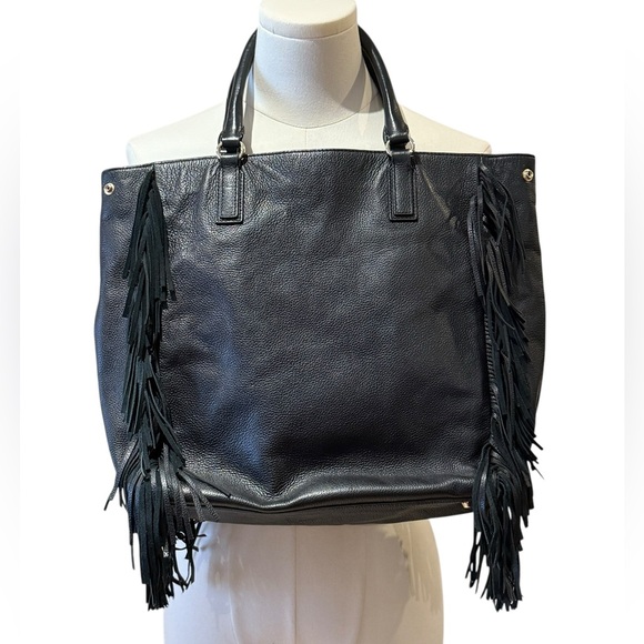 Barneys New York Handbags - Barneys New York Christine Black Leather Handbag w/ Tassel & Coin Pouch